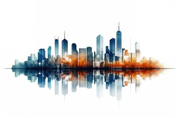 Abstract style skyscrapers on white background - Powered by Adobe