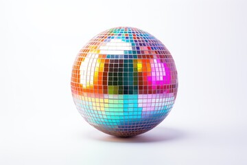 Disco Ball shines at music event on white background