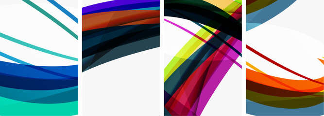 Colorful wave lines poster set for wallpaper, business card, cover, poster, banner, brochure, header, website