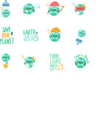 earth hour set icon collection 