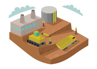 Activity in a Busy Mining Region | Isometric Mining Industry