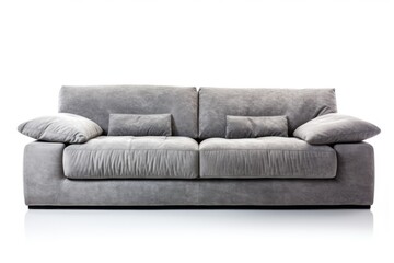 Grey fabric modern sofa isolated on white