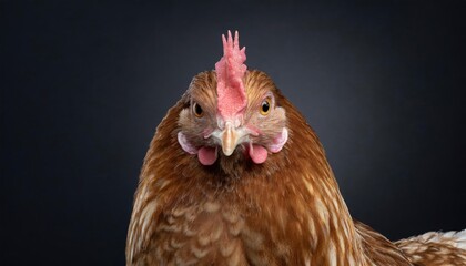 Close up portrait of a chicken.