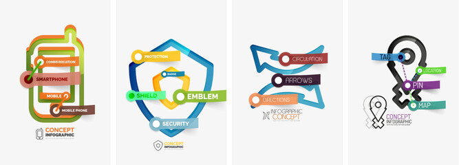 Set of infographics with line design icons. Vector illustration For Wallpaper, Banner, Background, Card, Book Illustration, landing page