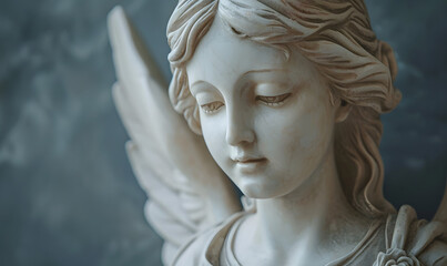 angel statue made out of marble with calm, Generative AI 