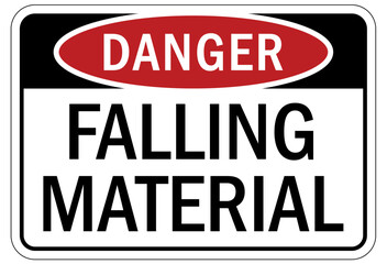 Falling material warning sign and labels