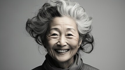 portrait of happy old asian woman