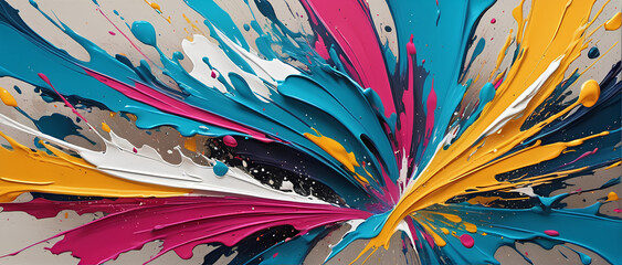 abstract expressionism style with bold abstract paint color splash, high quality