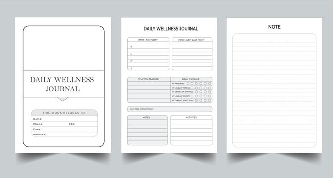 Editable Daily Wellness Planner Kdp Interior printable template Design.