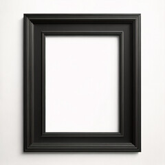 Fototapeta premium Lienzo en blanco vacío con marco decorativo negro sobre una maqueta de fondo blanco.