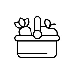 Fruit basket outline icons, minimalist vector illustration ,simple transparent graphic element .Isolated on white background