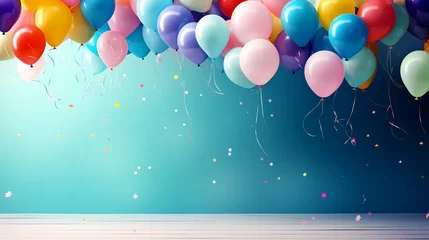 Foto op Plexiglas Party balloons, birthday decoration background, anniversary, wedding, holiday with space for text © xuan