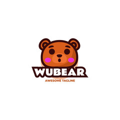 Vector Logo Illustration Bear Mascot Cartoon Style.