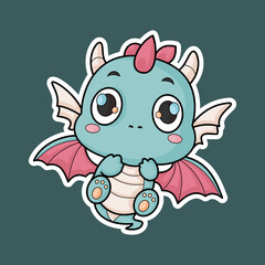 baby dragon, wings, flying stickers. legendary beast.