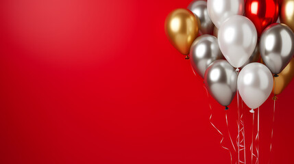 Party balloons, birthday decoration background, anniversary, wedding, holiday with space for text