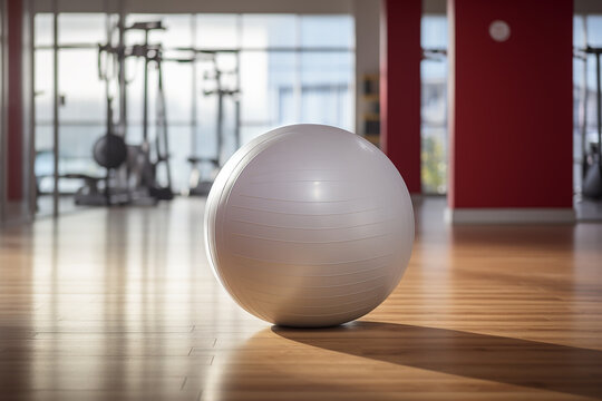 Generative AI Image of White Ball in Gym Fitness Room