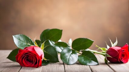 Bouquet of roses on a wooden background. Love and romance concept, Valentine's day