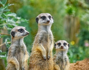 meerkat family on guard