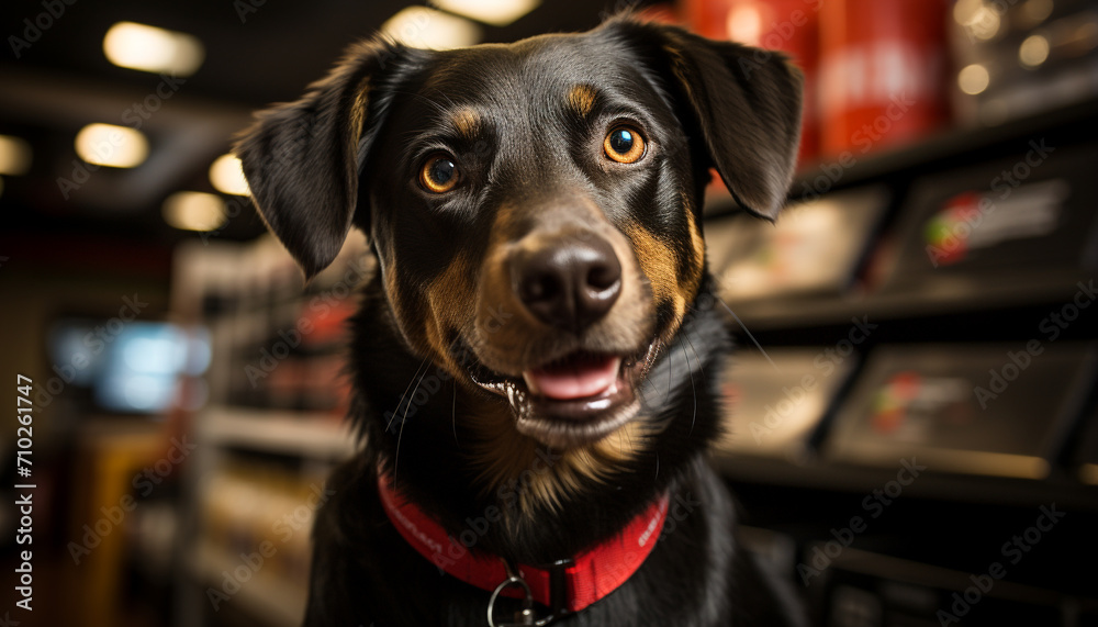 Sticker cute puppy sitting, looking at camera, playful generated by ai