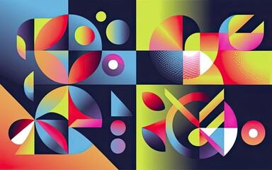 Vibrant colors with abstract geometric shapes with Generative AI.