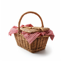 Fototapeta na wymiar A picnic basket isolated on a white background 