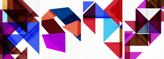 Set of colorful triangle poster cover template backgrounds. Vector illustration For Wallpaper, Banner, Background, Card, Book Illustration, landing page
