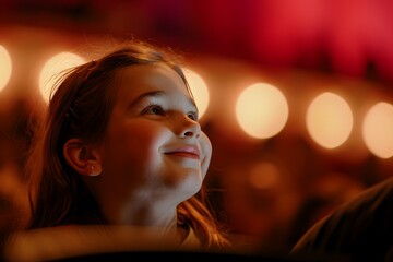 Fototapeta premium A Little Girl Experiencing the Delight of a Live Theater Performance