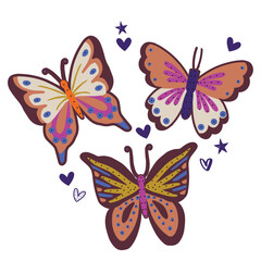 A set of colorful butterflies isolated a nice logo design template