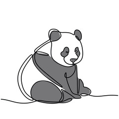 Panda one line drawing. Chinese animal continuous line art concept. Vector illustration isolated. Minimalist design handdrawn.