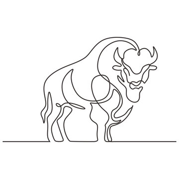 recommend clip art: Continuous line drawing of American Bison. Buffalo animal standing. Wildlife concept. Vector illustration isolated. Minimalist design handdrawn.