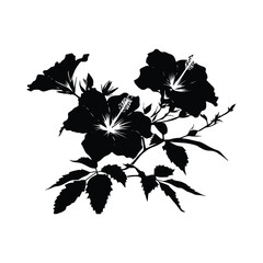 Hibiscus Flower Silhouette: Minimalistic Black-on-White Flower Illustration