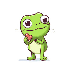Fototapeta premium Cute Cartoon Frog Holding a Heart with Love