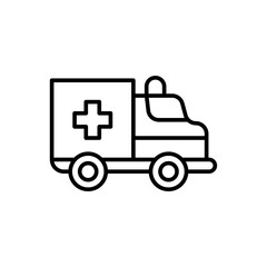 Ambulance outline icons, funeral minimalist vector illustration ,simple transparent graphic element .Isolated on white background
