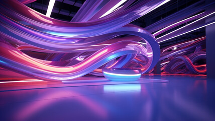 Ribbon Entertainment Zone. Twisting band structures - obrazy, fototapety, plakaty