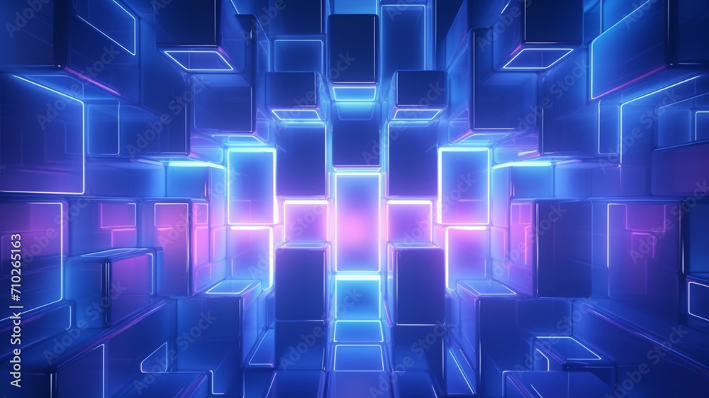Canvas Prints 3d cubic wall with squares that protrude and recede
