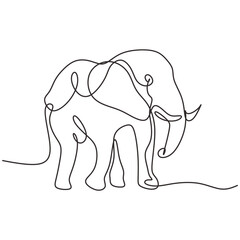 Elephant in continuous one line art drawing. Vector illustration isolated. Minimalist design handdrawn.