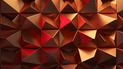 Geometric Wood Panel Wall with cut-outs backlit