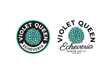 echeveria of violet queen succulents logo design for plant shop and lover business
