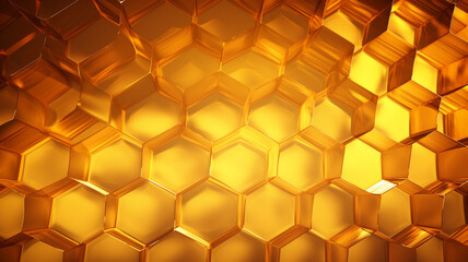 Honeycomb Acrylic Wall with radiant honey-colored