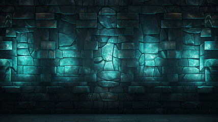 Interlocking Stone Wall with nooks and crannies glow - obrazy, fototapety, plakaty