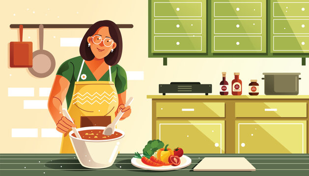 Mom's Love in Every Meal Illustration