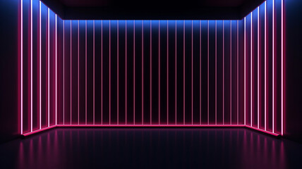 Neon Pinstripe Wall with glowing vertical lines on a wall style