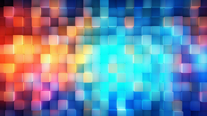 Pixelated Light Wall with a grid of multi-colored effect - obrazy, fototapety, plakaty