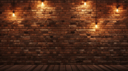 Rustic Brick Wall with warm amber up lighting creatine