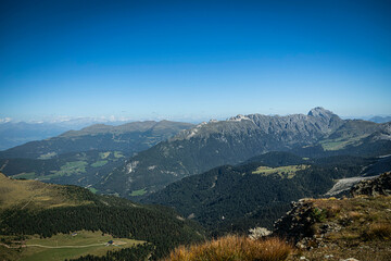 The world famous peaks of Seceda in the Italian Dolomites