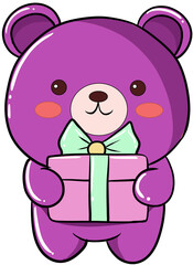 Bear holding  gift box
