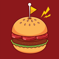 Cartoon burger fast food vector illustration