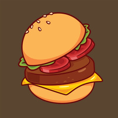 Cartoon burger fast food vector illustration
