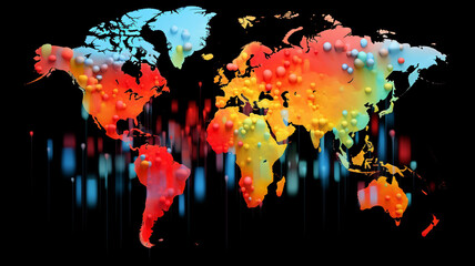 Social Media Sentiment Map A world map pulsing illustration