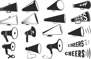 Cheer megaphone svg, Cheer megaphone silhouette, Cheer megaphone svg cut files, Cheers silhouette.